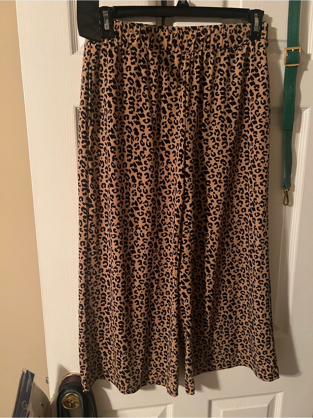 Leopard Print A-Line Midi pants/ culottes in Tan and Black